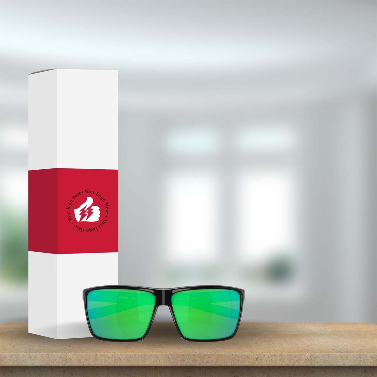 Costa Del Mar Rincon Sunglasses - (Frame) Shiny Black; (Lens) Green Mirror, 580P
