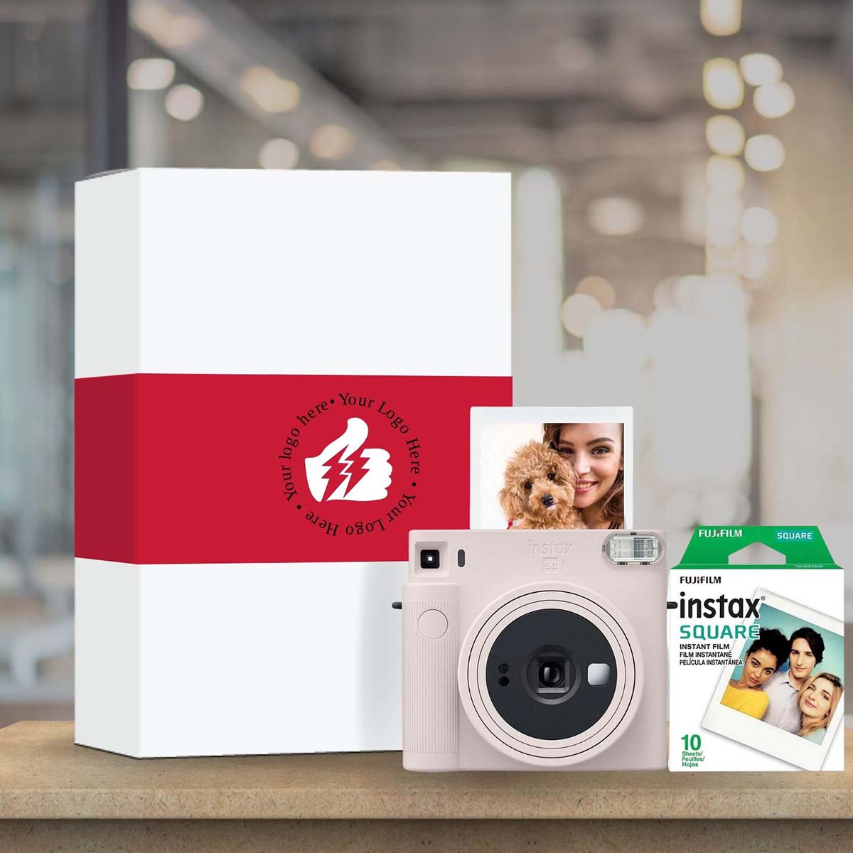 FujiFilm Instax Square SQ1 Instant Camera w/ 10 Count Film Chalk White