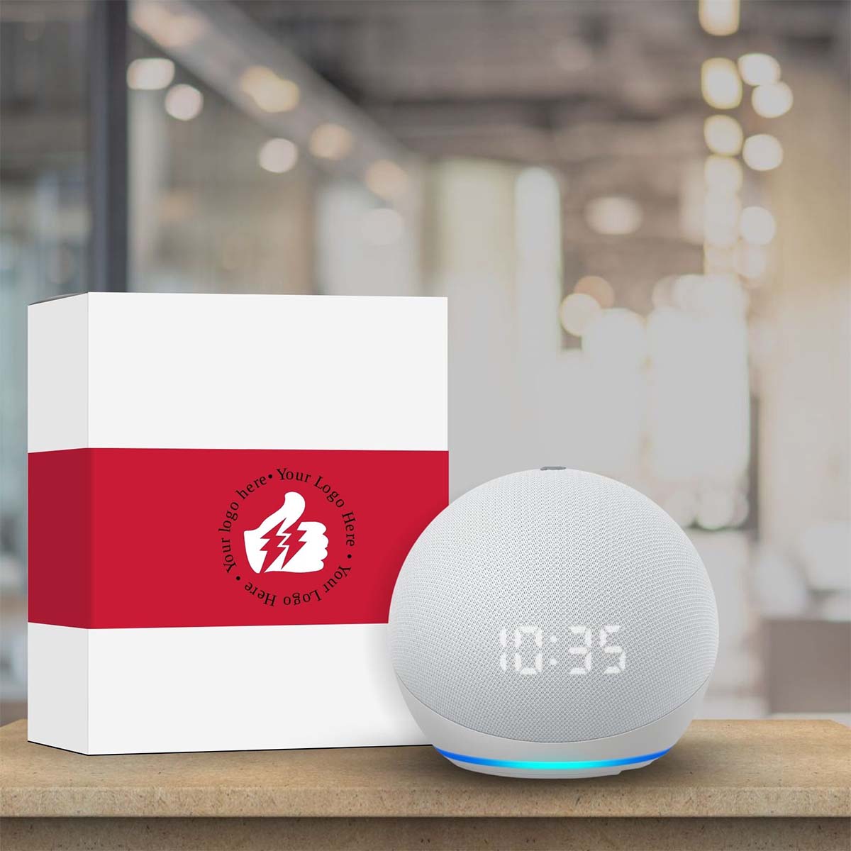 Amazon Echo Dot with Clock - Glacier White