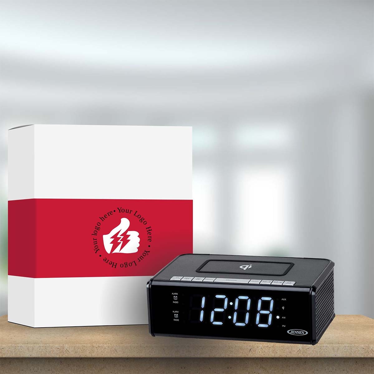 Jensen Audio Clock Radio with Qi Charging