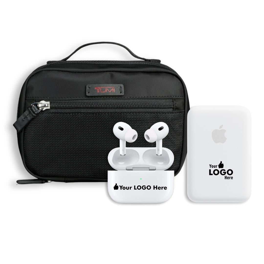 Sleek Tech Ensemble: Tumi Pouch & MagSafe Power + AirPods Pro Bundle