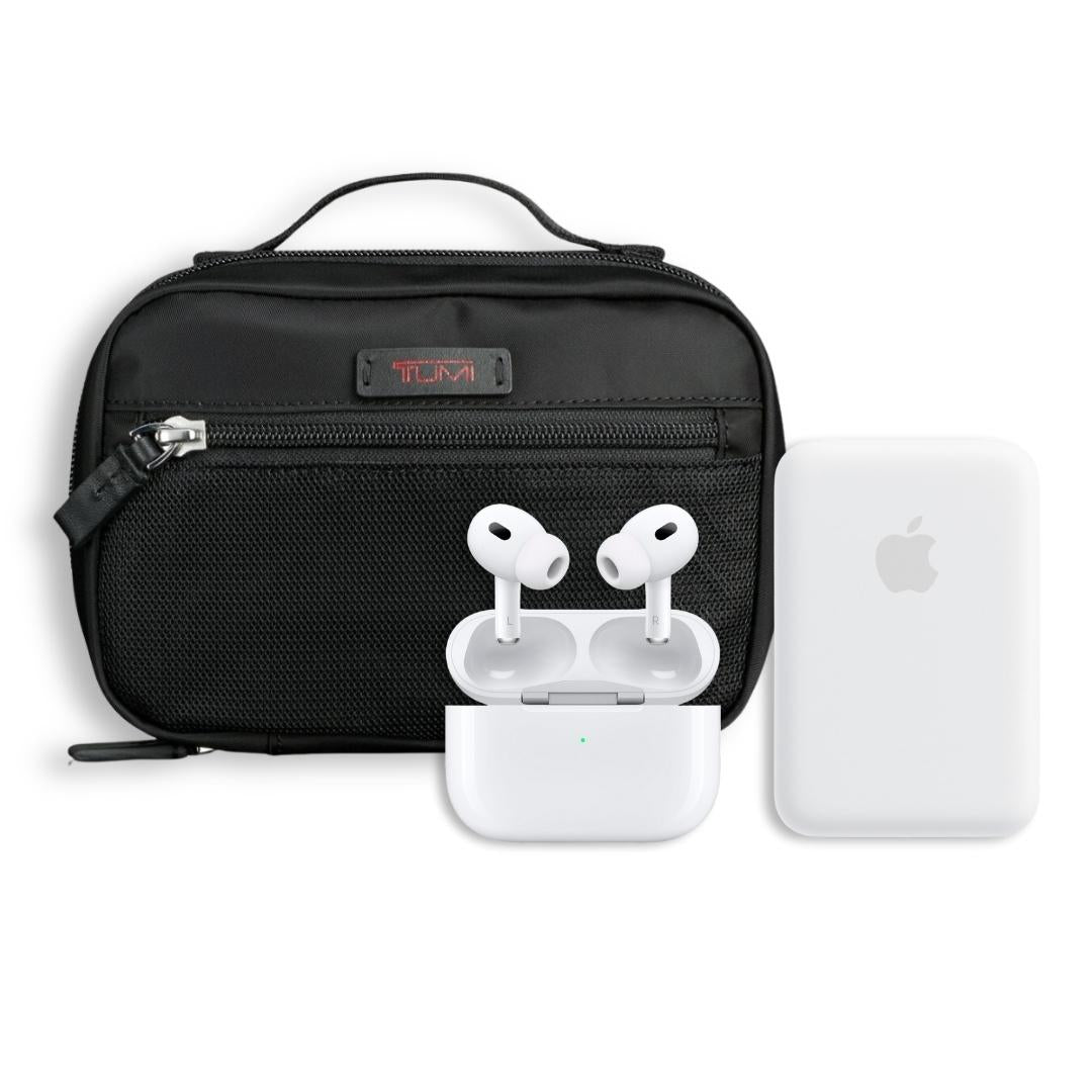 Sleek Tech Ensemble: Tumi Pouch & MagSafe Power + AirPods Pro Bundle