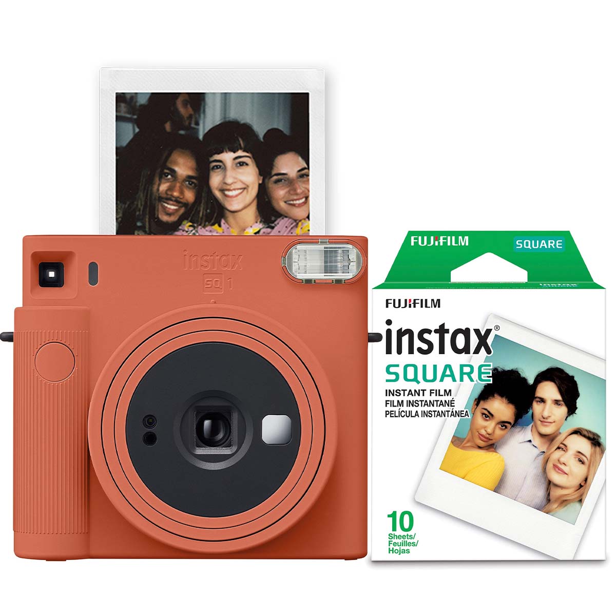 FujiFilm Instax Square SQ1 Instant Camera w/ 10 Count Film Terracotta Orange
