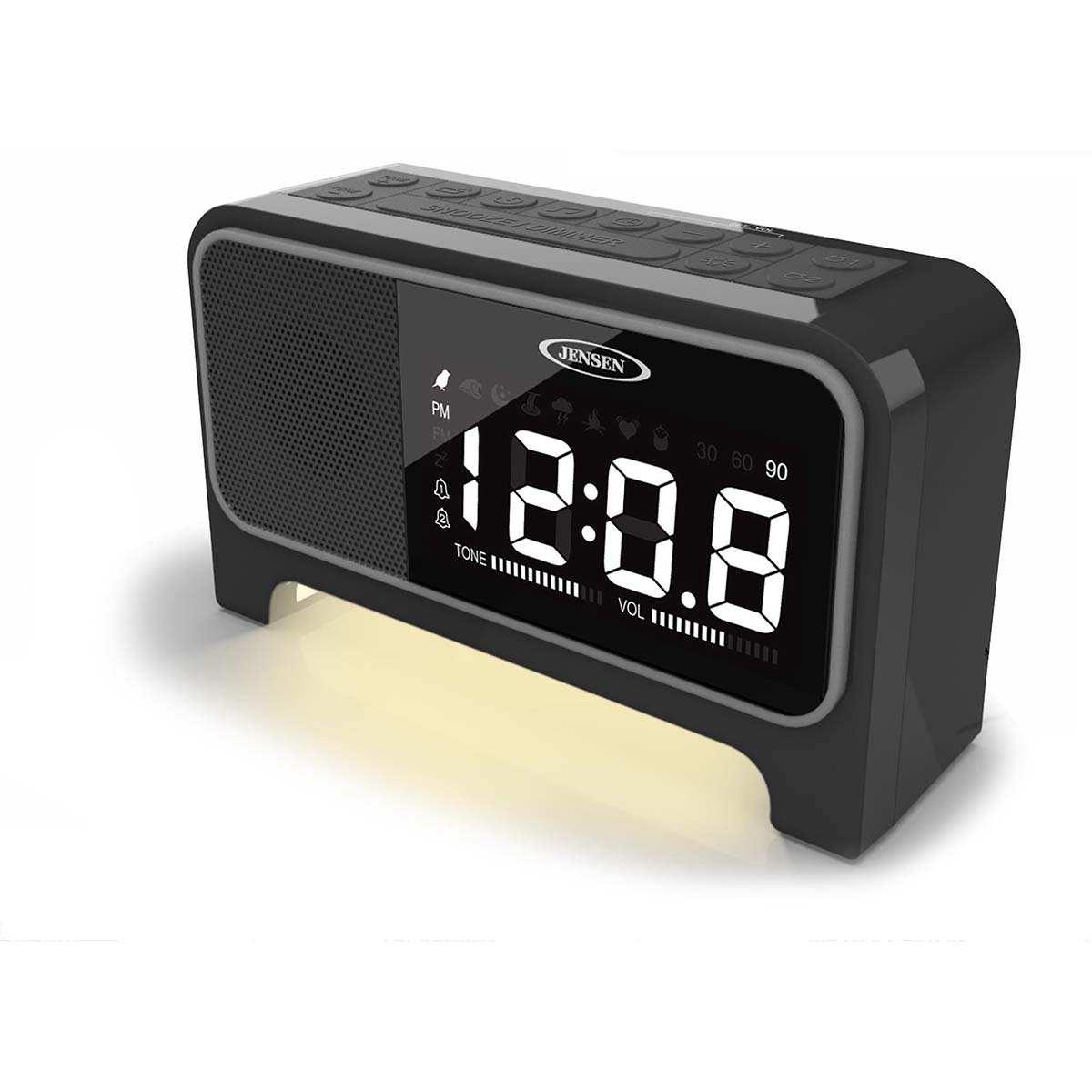 Jensen Audio Digital Dual Alarm Soothing Sounds Clock Radio with Night Light
