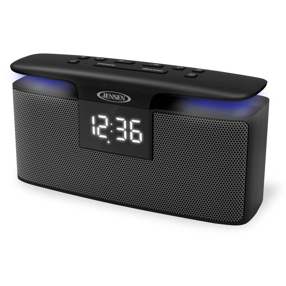 
                  
                    Jensen Audio Bluetooth Speaker with LED PLL AM/FM Alarm Clock Radio
                  
                