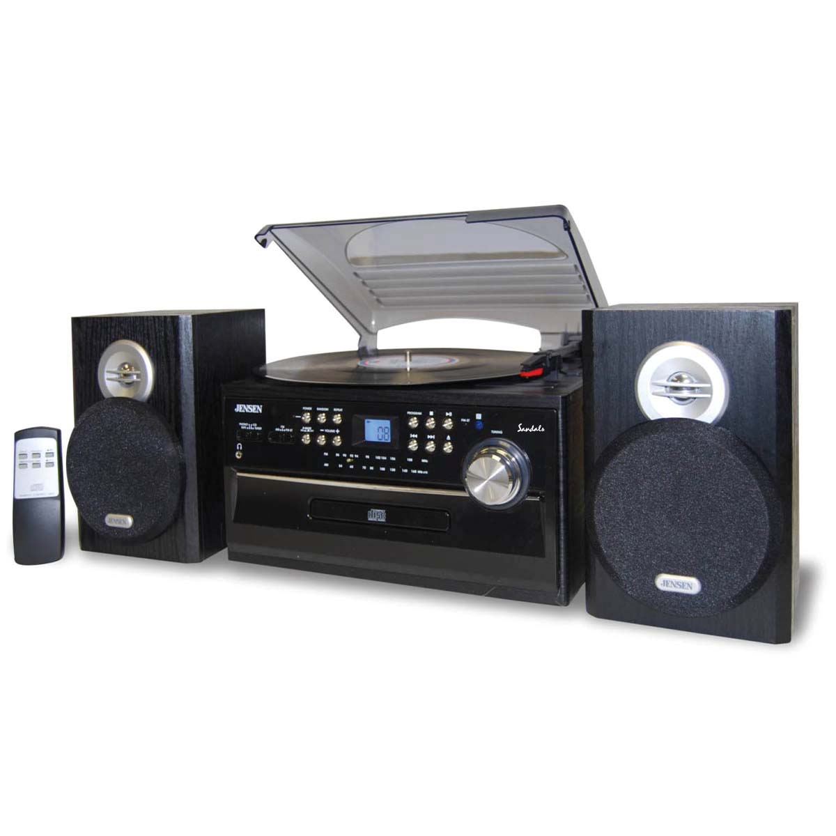 
                  
                    Jensen Audio 3 Speed Turntable, Cassette Player, CD and AM/FM Radio
                  
                