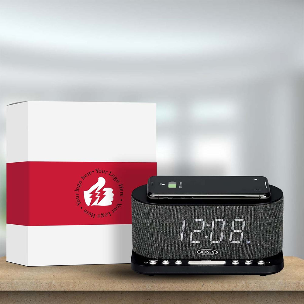 Jensen Audio Dual Alarm Clock Radio with Wireless Qi Charging