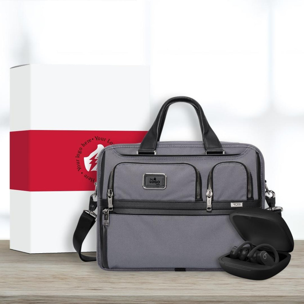 Work and Play Essentials Set: Tumi Organizer Brief + Powerbeats Pro