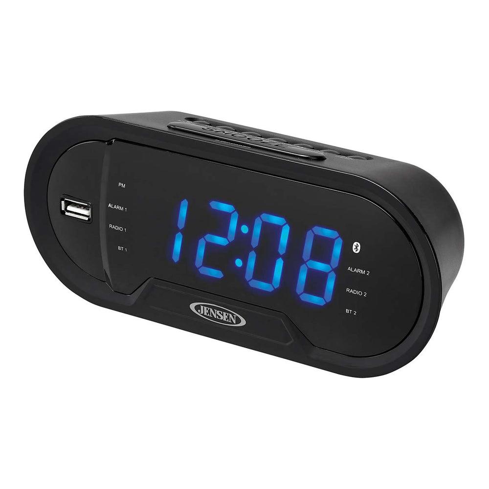 Jensen Audio Bluetooth Digital AM/FM Dual Alarm Clock with USB Charging Port