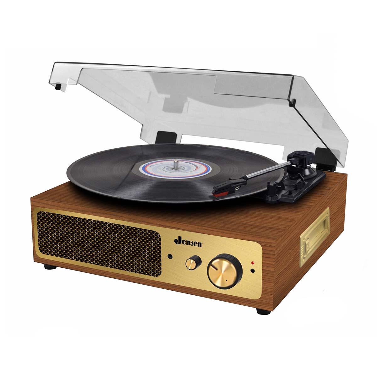 
                  
                    Jensen Audio 3-Speed Turntable with Stereo Speakers and Dual Bluetooth Transmit/Receive
                  
                