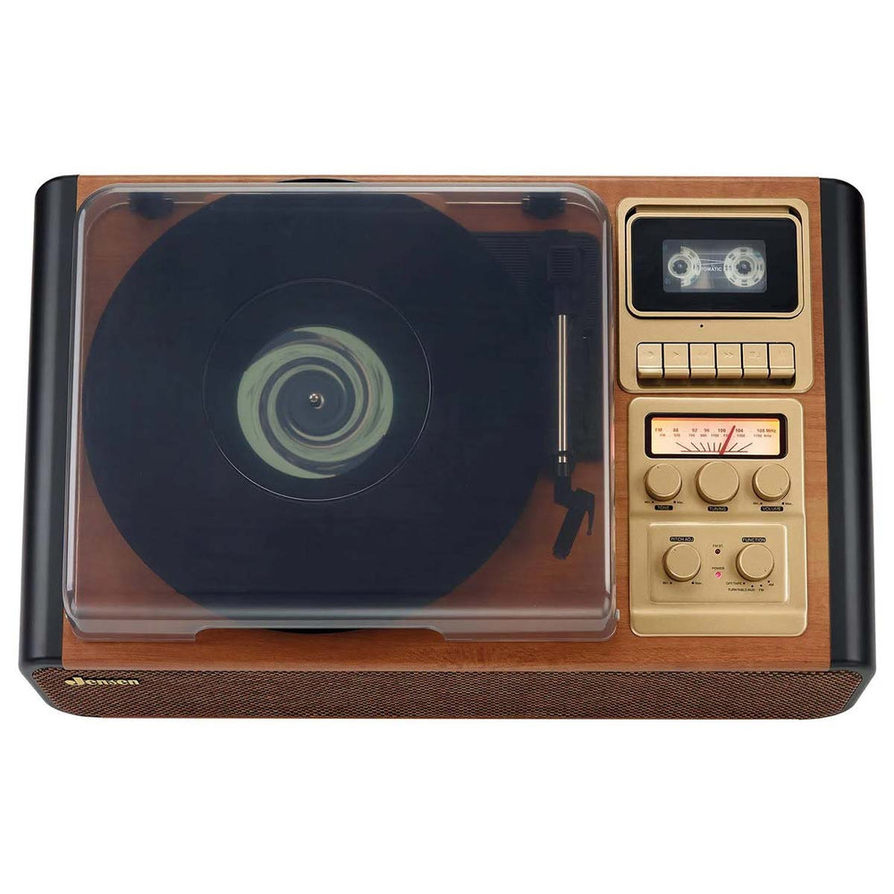 
                  
                    Jensen Audio 3 Speed Stereo Turntable with Pitch Control, Cassette Player/Recorder and AM/FM Radio
                  
                