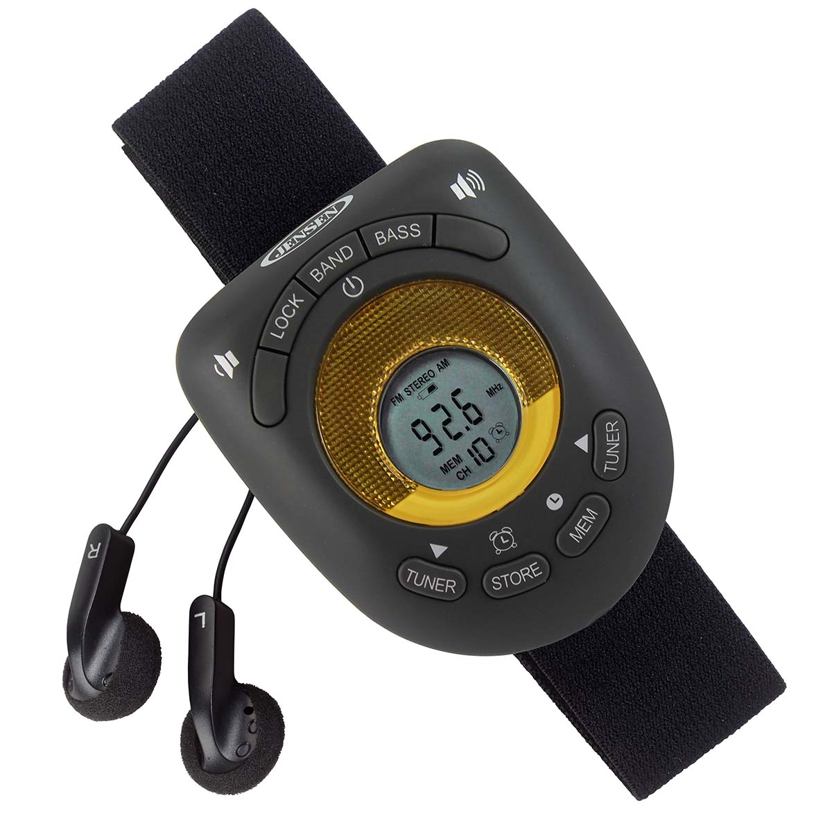 
                  
                    Jensen Audio Digital AM/FM Stereo Armband Radio with Clock
                  
                